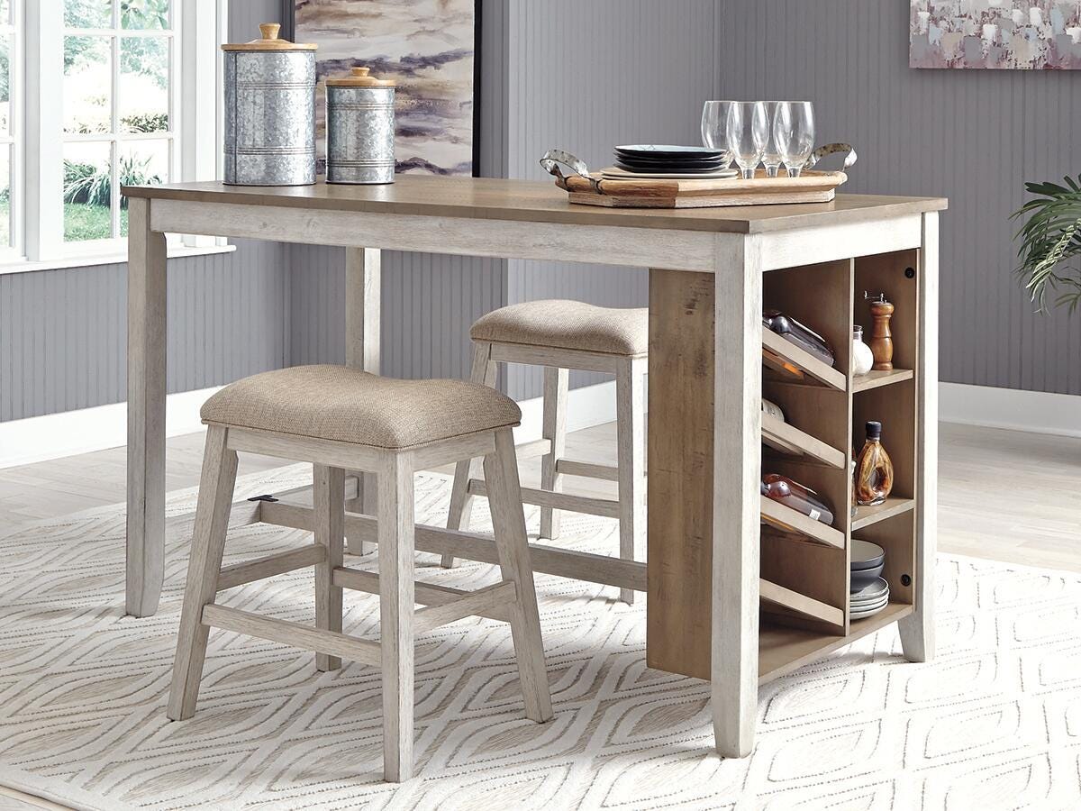 Skempton White/Light Brown Counter Height Dining Table from Ashley Furniture - Luna Furniture