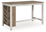 Skempton Counter Height Dining Table and 2 Barstools in White/Light Brown from Ashley - Luna Furniture