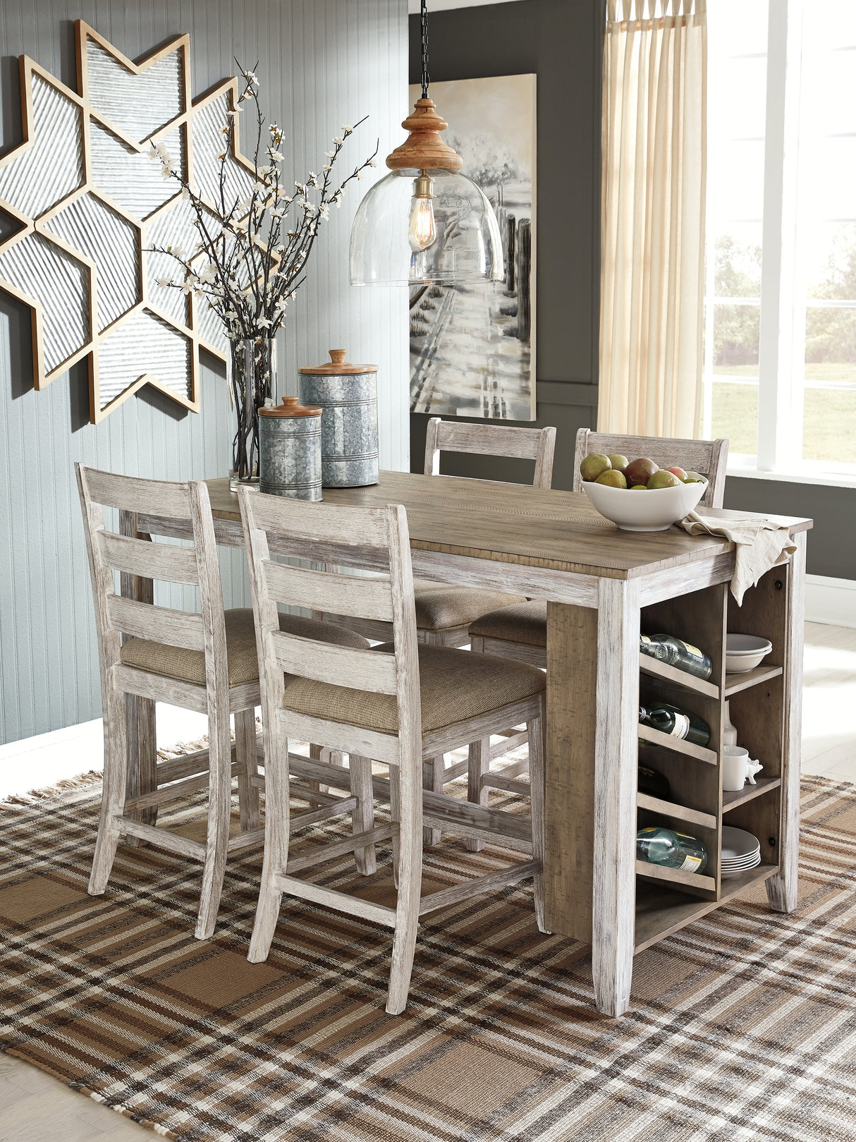 Skempton White/Light Brown Counter Height Dining Table from Ashley - Luna Furniture