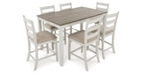 Skempton White/Light Brown White/Light 7-Piece Brown Counter Height Set from Ashley - Luna Furniture