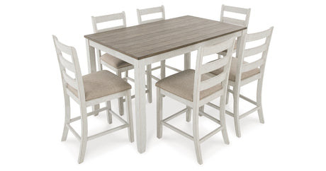 Skempton White/Light Brown White/Light 7-Piece Brown Counter Height Set from Ashley - Luna Furniture