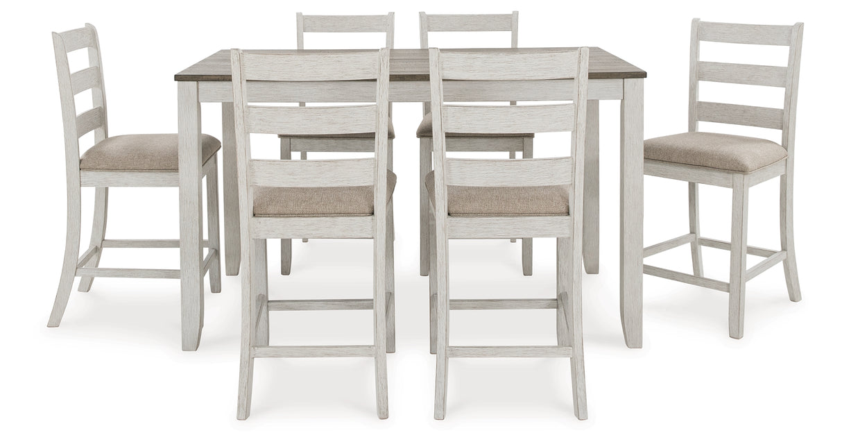 Skempton White/Light Brown White/Light 7-Piece Brown Counter Height Set from Ashley - Luna Furniture