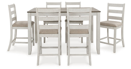 Skempton White/Light Brown White/Light 7-Piece Brown Counter Height Set from Ashley - Luna Furniture