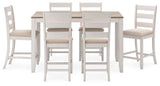 Skempton White/Light Brown White/Light 7-Piece Brown Counter Height Set from Ashley Furniture - Luna Furniture