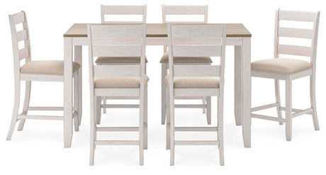 Skempton White/Light Brown White/Light 7-Piece Brown Counter Height Set from Ashley - Luna Furniture