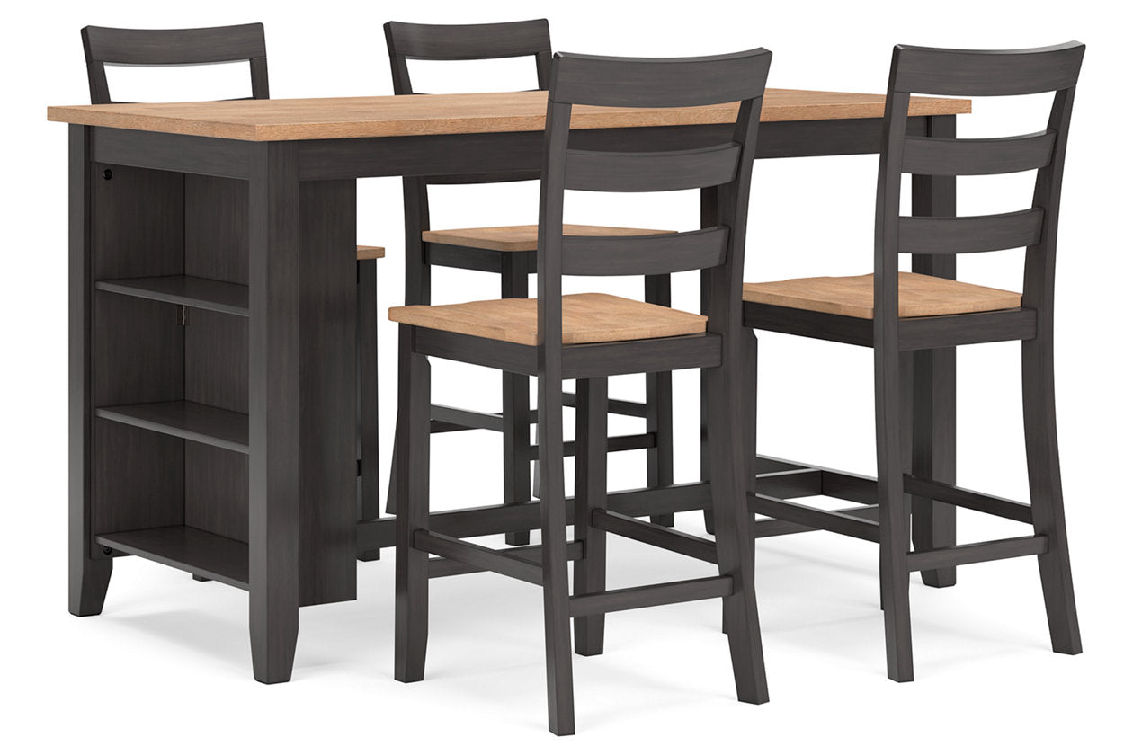 Gesthaven Natural/Brown Counter Height Dining Table and 4 Barstools from Ashley - Luna Furniture