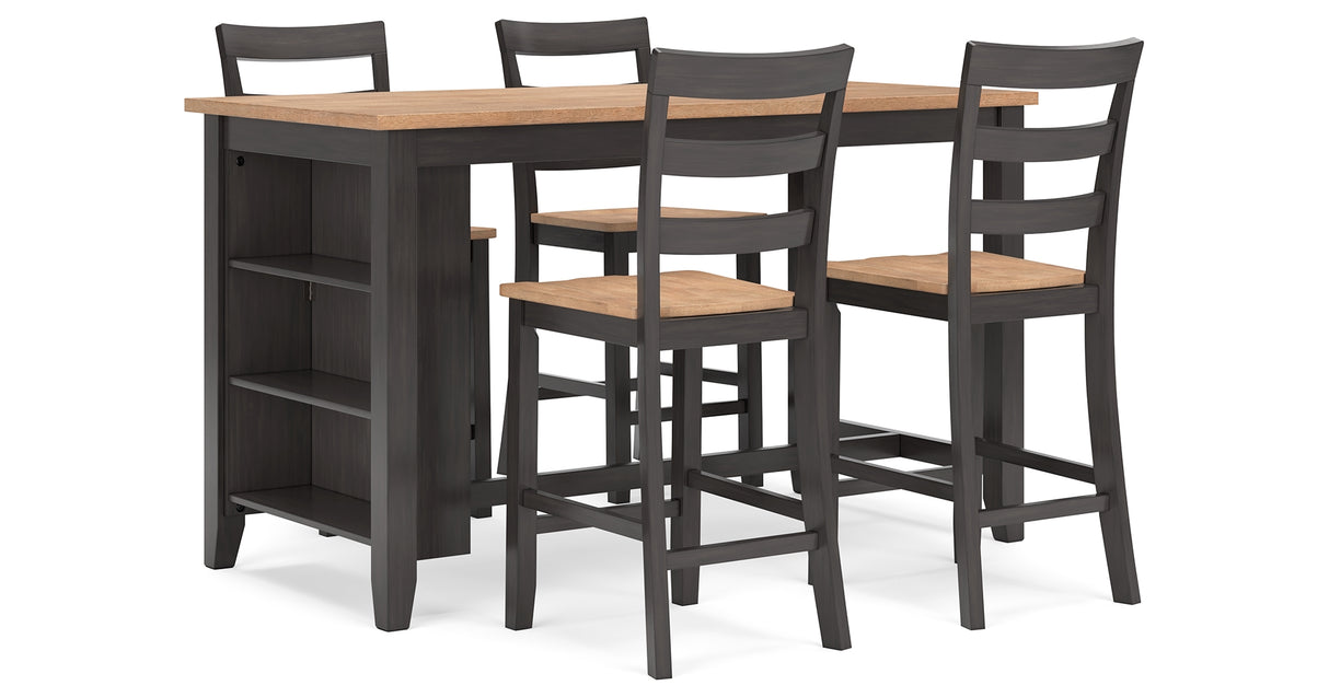 Gesthaven Natural/Brown Counter Height Dining Table and 4 Barstools from Ashley - Luna Furniture