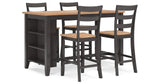 Gesthaven Natural/Brown Counter Height Dining Table and 4 Barstools from Ashley - Luna Furniture