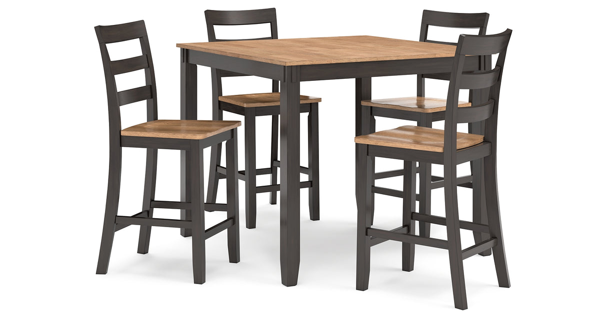 Gesthaven Natural/Brown Counter Height Dining Table and 4 Barstools (Set of 5) from Ashley Furniture - Luna Furniture