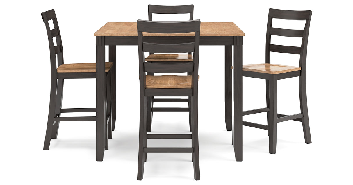 Gesthaven Natural/Brown Counter Height Dining Table and 4 Barstools (Set of 5) from Ashley Furniture - Luna Furniture