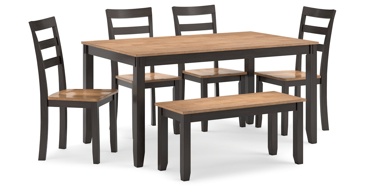 Gesthaven Natural/Brown Dining Table with 4 Chairs and Bench (Set of 6) from Ashley Furniture - Luna Furniture