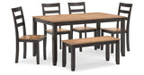 Gesthaven Natural/Brown Dining Table with 4 Chairs and Bench (Set of 6) from Ashley Furniture - Luna Furniture