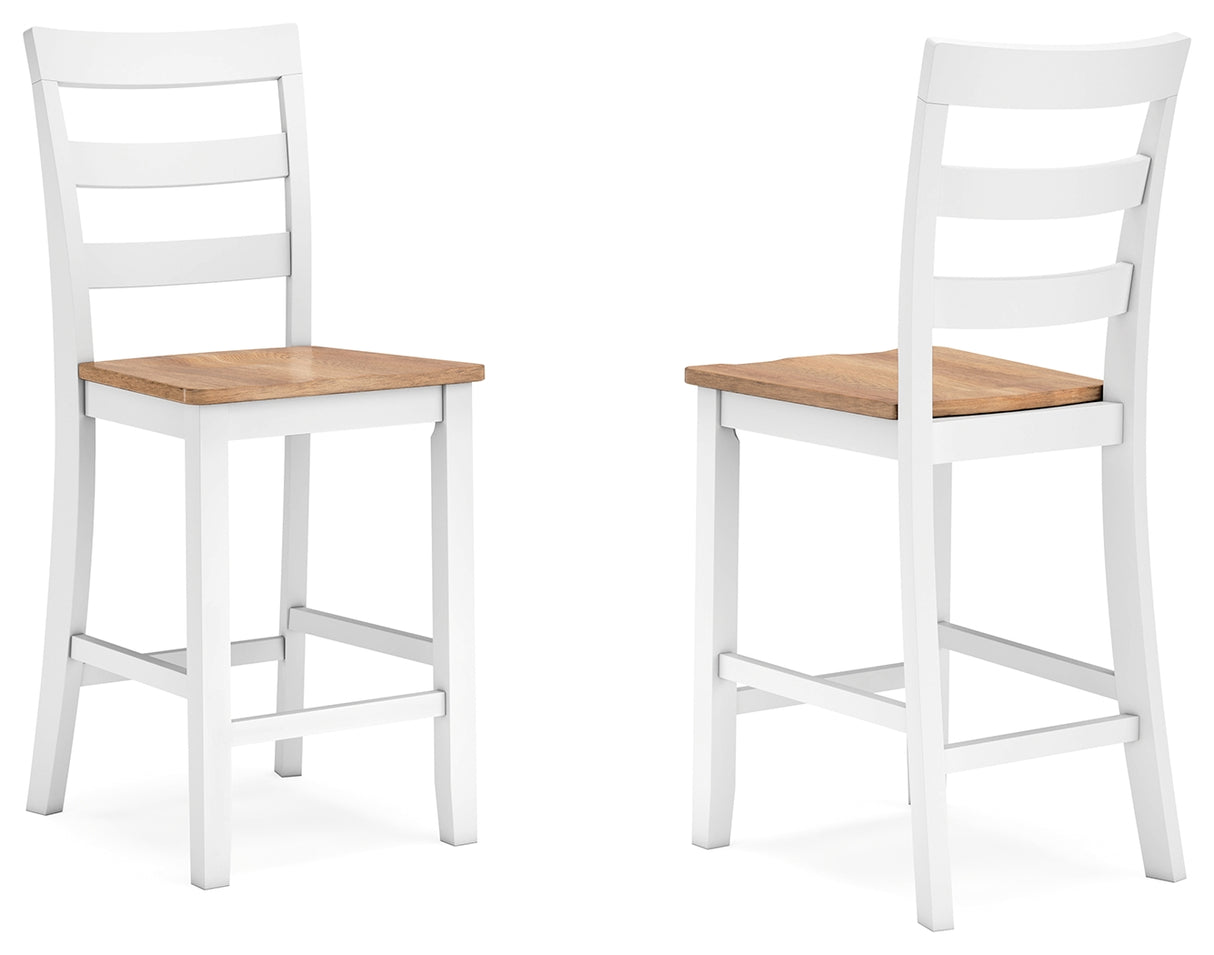 Gesthaven Natural/White Counter Height Barstool, Set of 2 from Ashley Furniture - Luna Furniture