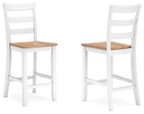Gesthaven Natural/White Counter Height Barstool, Set of 2 from Ashley Furniture - Luna Furniture
