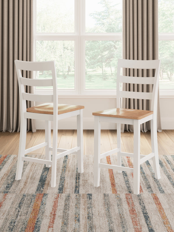Gesthaven Natural/White Counter Height Barstool, Set of 2
