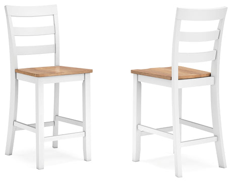 Gesthaven Natural/White Counter Height Barstool, Set of 2 from Ashley - Luna Furniture
