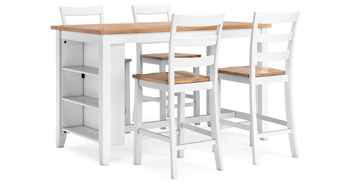 Gesthaven Natural/White Counter Height Dining Table and 4 Barstools from Ashley - Luna Furniture