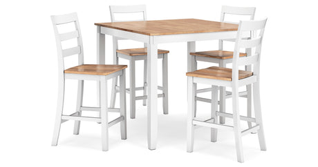 Gesthaven Natural/White Counter Height Dining Table and 4 Barstools from Ashley Furniture - Luna Furniture