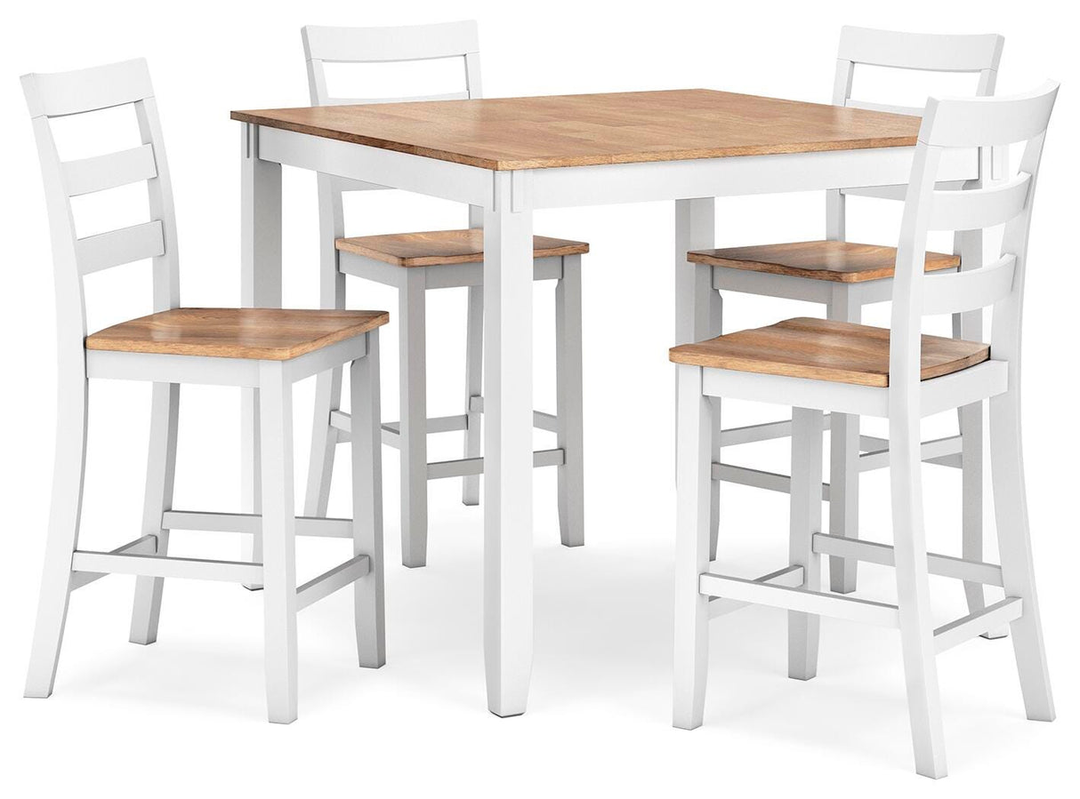 Gesthaven Natural/White Counter Height Dining Table and 4 Barstools from Ashley - Luna Furniture