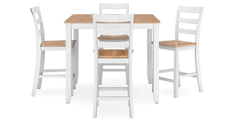 Gesthaven Natural/White Counter Height Dining Table and 4 Barstools from Ashley Furniture - Luna Furniture