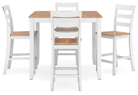 Gesthaven Natural/White Counter Height Dining Table and 4 Barstools from Ashley Furniture - Luna Furniture
