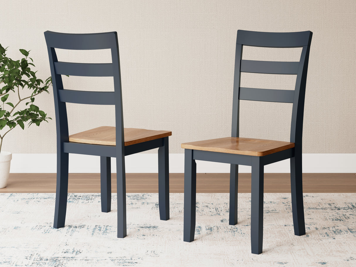 Gesthaven Natural/Blue Dining Chair, Set of 2 from Ashley - Luna Furniture