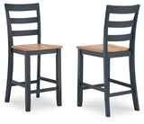 Gesthaven Counter Height Dining Table and 4 Barstools in Natural/Blue from Ashley - Luna Furniture