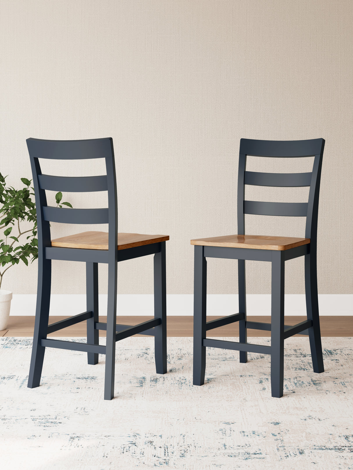 Gesthaven Counter Height Dining Table and 4 Barstools in Natural/Blue from Ashley - Luna Furniture