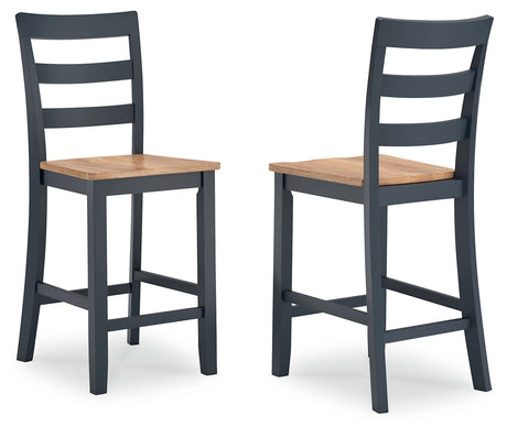 Gesthaven Natural/Blue Counter Height Barstool, Set of 2 from Ashley Furniture - Luna Furniture