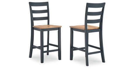 Gesthaven Natural/Blue Counter Height Barstool, Set of 2 from Ashley - Luna Furniture