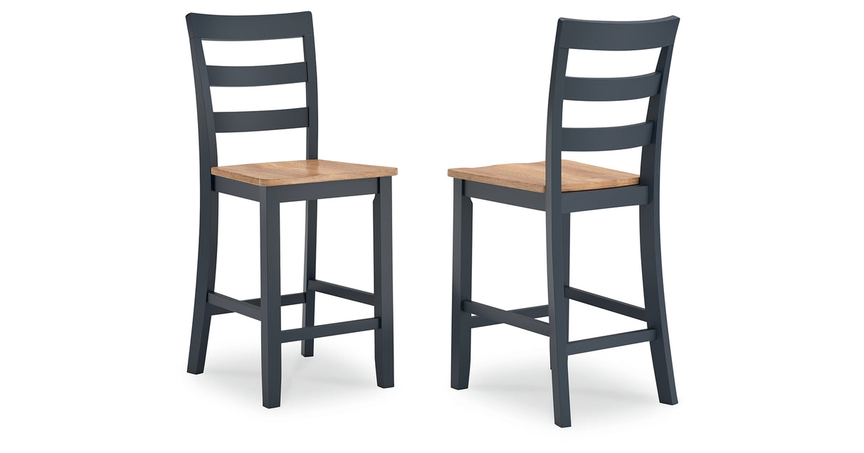 Gesthaven Natural/Blue Counter Height Barstool, Set of 2 from Ashley Furniture - Luna Furniture