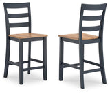 Gesthaven Natural/Blue Counter Height Barstool, Set of 2 from Ashley - Luna Furniture