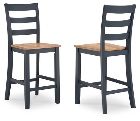 Gesthaven Natural/Blue Counter Height Barstool, Set of 2 from Ashley - Luna Furniture