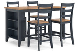 Gesthaven Natural/Blue Counter Height Dining Table and 4 Barstools from Ashley - Luna Furniture