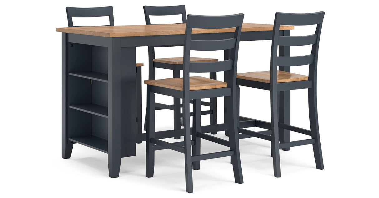 Gesthaven Counter Height Dining Table and 4 Barstools in Natural/Blue from Ashley - Luna Furniture
