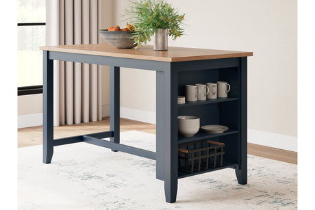 Gesthaven Natural/Blue Counter Height Dining Table and 2 Barstools from Ashley - Luna Furniture