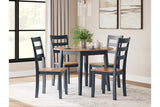 Gesthaven Natural/Blue Dining Table and 4 Chairs from Ashley - Luna Furniture
