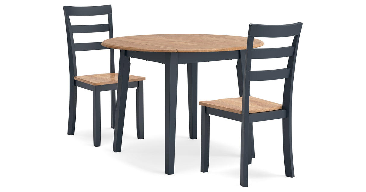 Gesthaven Natural/Blue Dining Table and 2 Chairs from Ashley Furniture - Luna Furniture