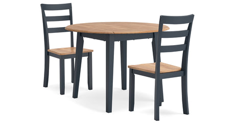 Gesthaven Natural/Blue Dining Table and 2 Chairs from Ashley Furniture - Luna Furniture