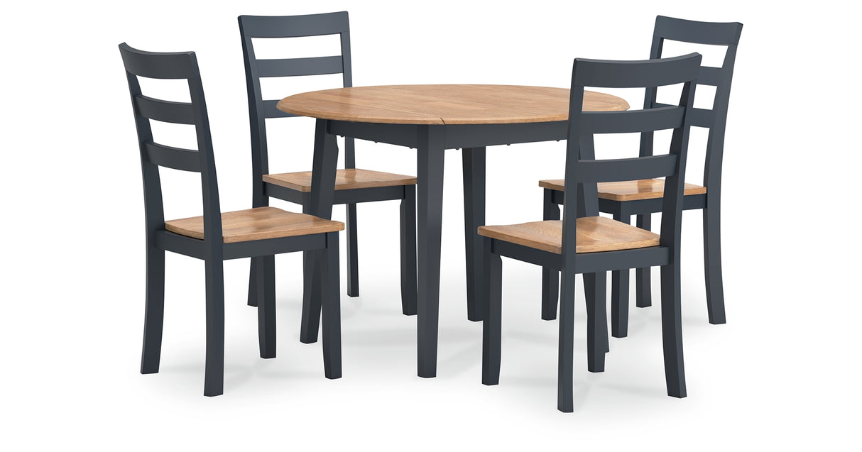 Gesthaven Natural/Blue Dining Table and 4 Chairs from Ashley Furniture - Luna Furniture