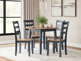 Gesthaven Natural/Blue Dining Table and 4 Chairs from Ashley Furniture - Luna Furniture