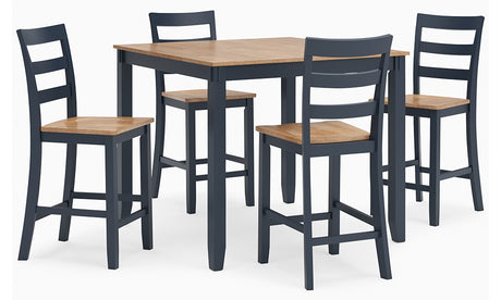 Gesthaven Natural/Blue Counter Height Dining Table and 4 Barstools (Set of 5) from Ashley - Luna Furniture