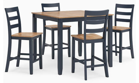 Gesthaven Natural/Blue Counter Height Dining Table and 4 Barstools (Set of 5) from Ashley Furniture - Luna Furniture