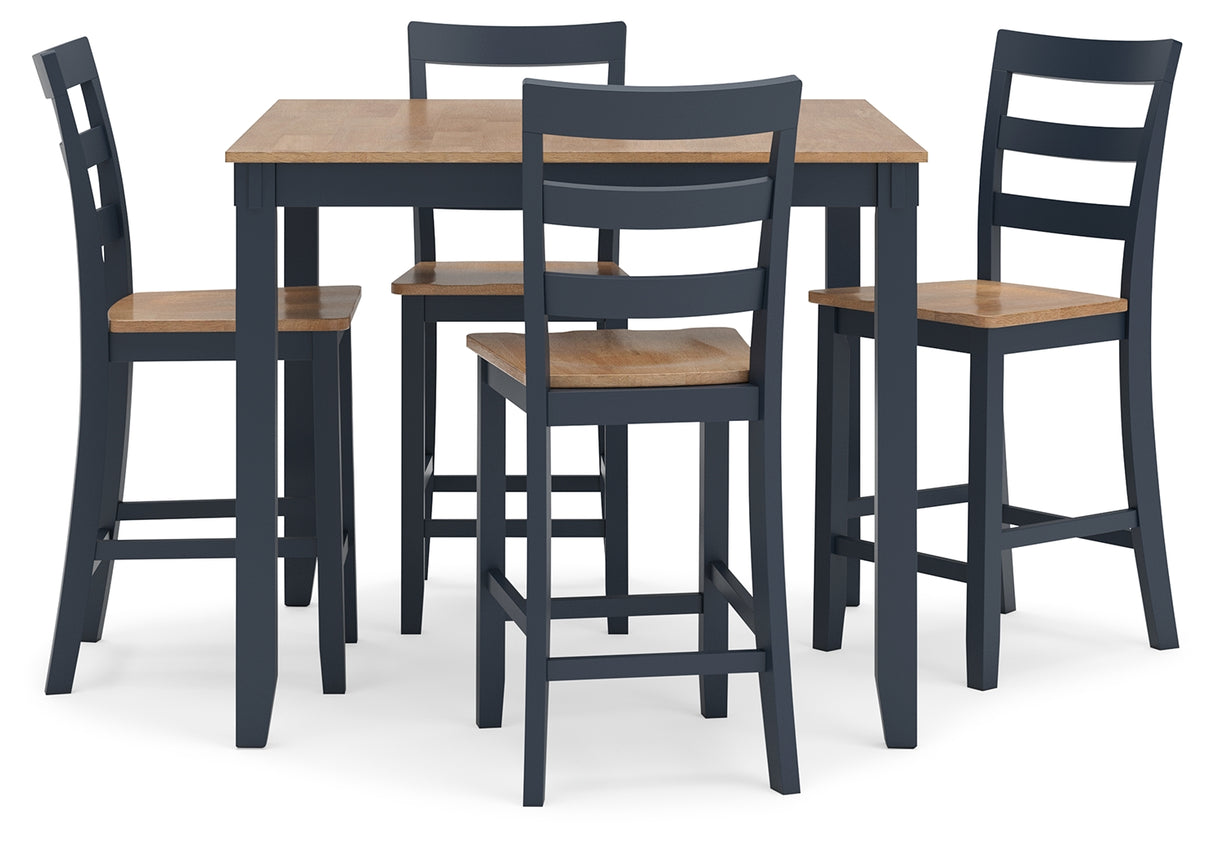 Gesthaven Natural/Blue Counter Height Dining Table and 4 Barstools (Set of 5) from Ashley - Luna Furniture