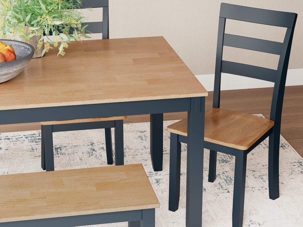 Gesthaven Natural/Blue Dining Table with 4 Chairs and Bench (Set of 6) from Ashley Furniture - Luna Furniture