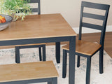 Gesthaven Natural/Blue Dining Table with 4 Chairs and Bench (Set of 6) from Ashley - Luna Furniture