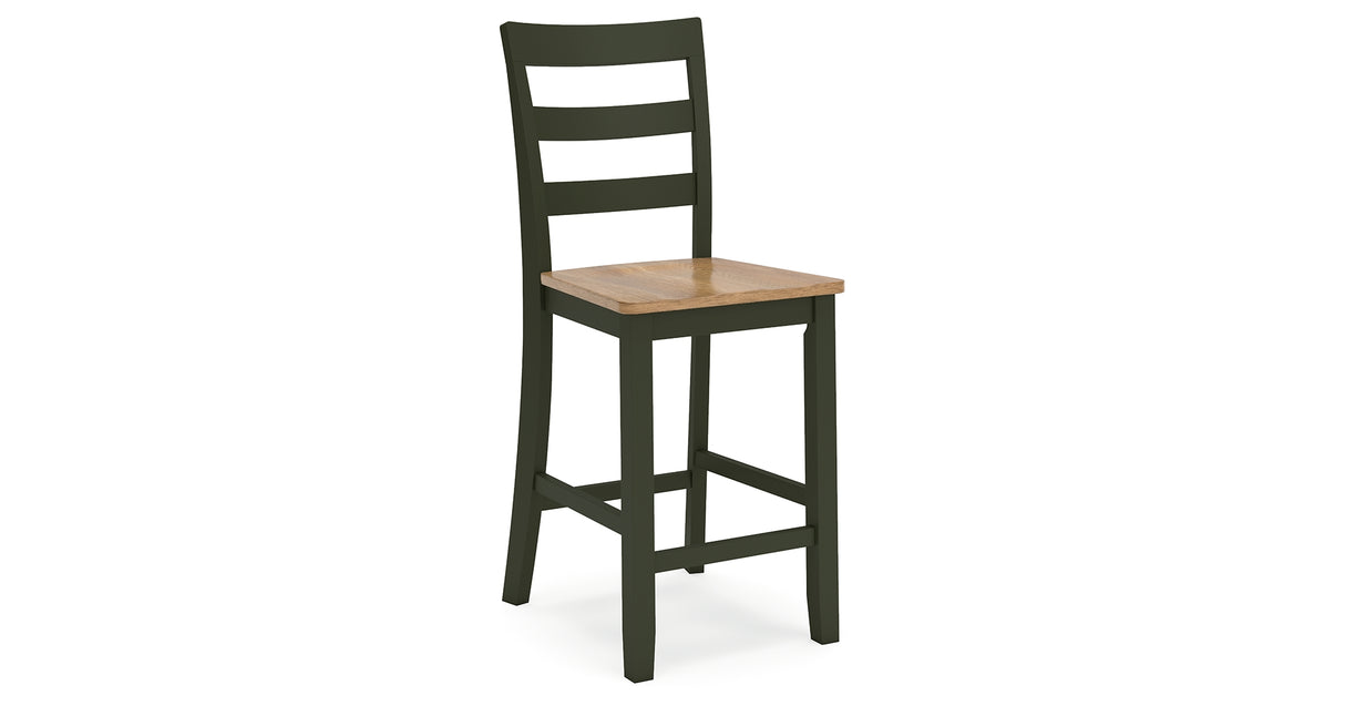 Gesthaven Natural/Green Counter Height Barstool, Set of 2 from Ashley Furniture - Luna Furniture