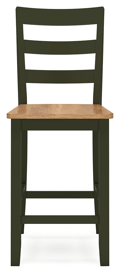 Gesthaven Natural/Green Counter Height Dining Table and 4 Barstools from Ashley - Luna Furniture