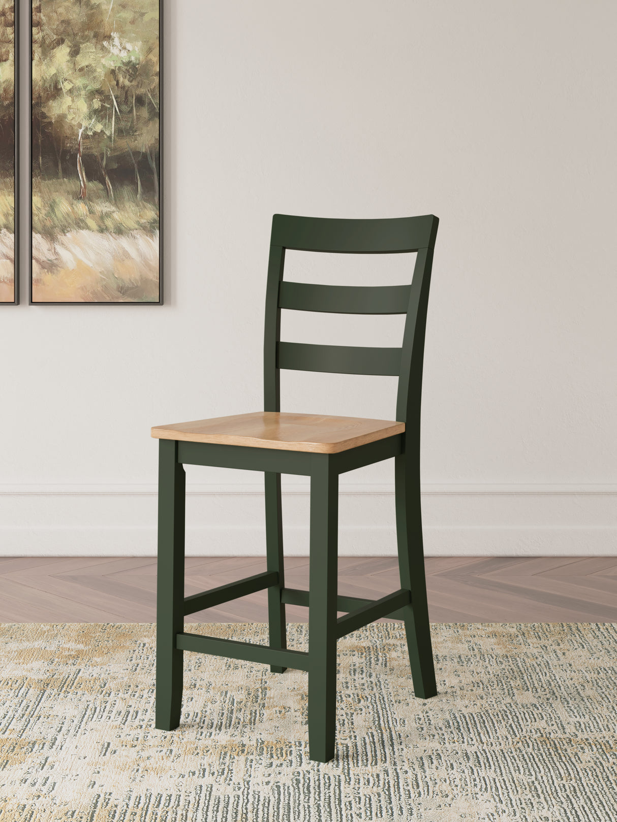 Gesthaven Natural/Green Counter Height Dining Table and 4 Barstools from Ashley Furniture - Luna Furniture