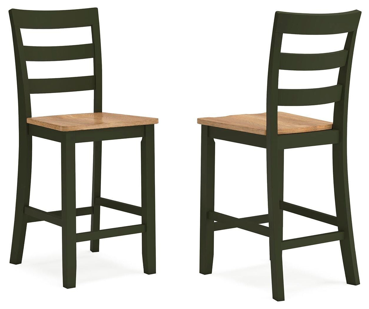 Gesthaven Natural/Green Counter Height Barstool, Set of 2 from Ashley Furniture - Luna Furniture